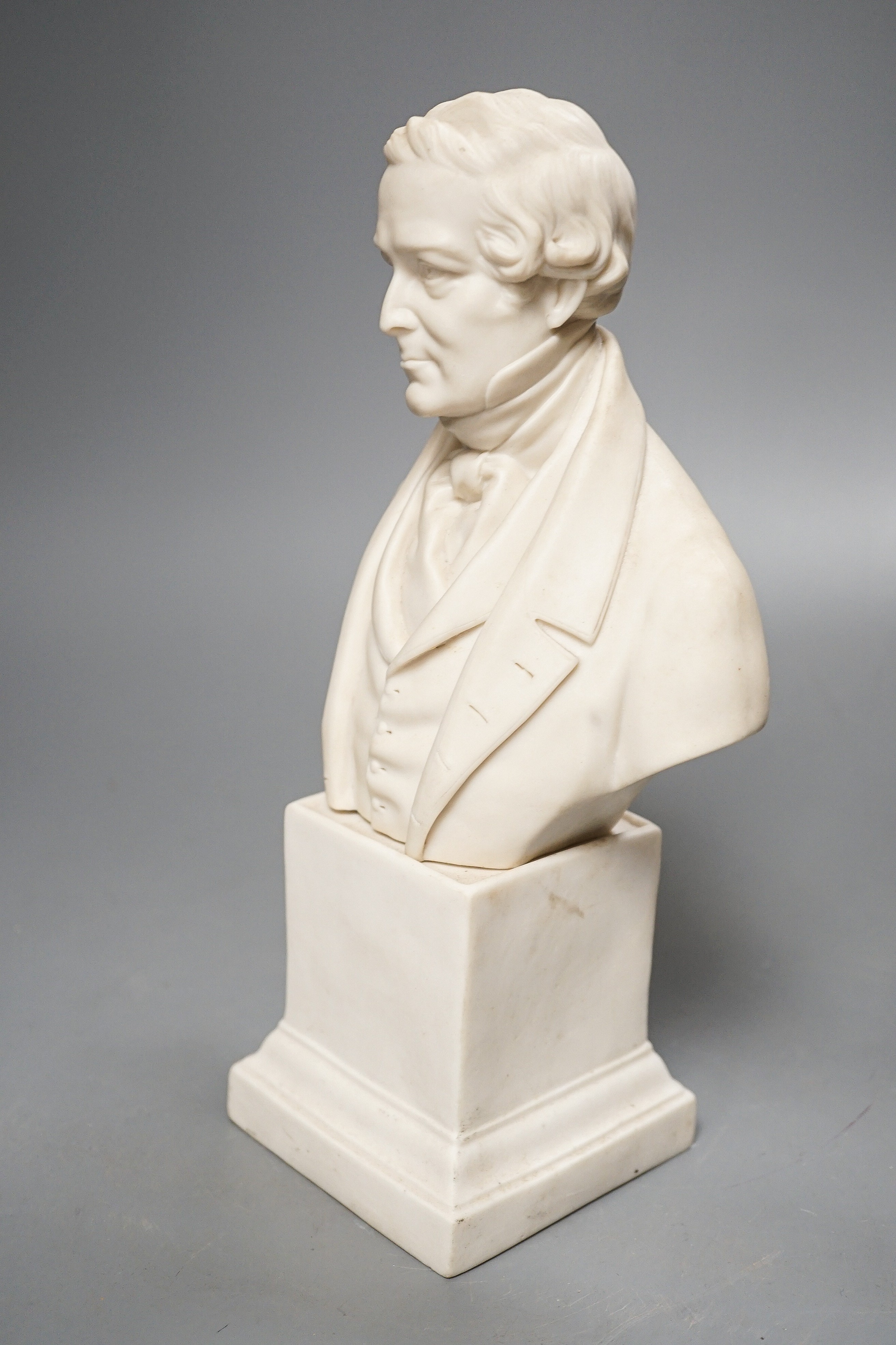 Copeland, A parian ware bust of Sir Robert Peel, 26 cms high.
